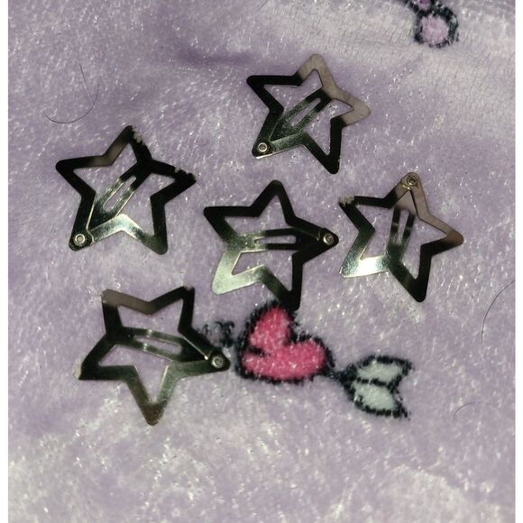 5 Silver Metal Gothic Star Hairclips Hair Accessory Girly Cutecore Alternative - Picture 2 of 5